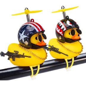 wonuu 2Pcs Rubber Duck Car Ornaments, Squeeze Duck Dashboard Decorations Kids Bicycle Decor for Cycling Motorcycle & Bicycle Accessories Decorations