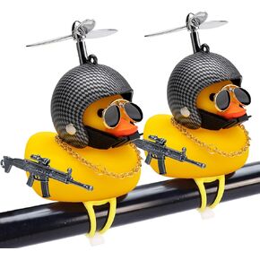 wonuu 2Pcs Rubber Duck Car Ornaments, Squeeze Duck Dashboard Decorations Kids Bicycle Decor for Cycling Motorcycle & Bicycle Accessories Decorations