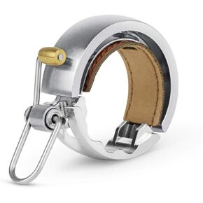KNOG Oi Luxe Large Bicycle Bell Luxury Model, Large (Inner Diameter: 0.9-1.3 inches (23.8-31.8 mm), Comfortable Tone Color, Leather Shim, Brass Hammer, CNC Cutting Processing, Ring Shape