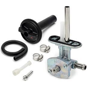 5KM-24500-10-00, Fuel Tank Petcock Switch Valve for Yamaha Grizzly YFM350 YFM660, with 1Pcs Fuel Valve Petcock Lever and Fuel lines, 2Pcs Adjustable Screws