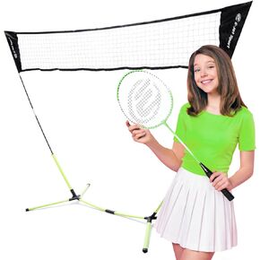 E-Jet Badminton Net, Portable & Instant Setup (Tool Free Assembly) - Backyard Fun, Beach Park Picnic Outdoor Games, Green, 5.1 x 7.8Ft, (EOB72640)