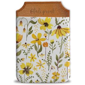 Luli Prints Stick-On Fabric Phone Wallet, Slim Credit Card Holder & Sticky Wallet Attachment for Phone Case, Stylish & Cute Wallet for Phone Case, Blue Floral Pattern