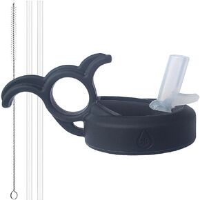 Paravalve High Performance Straw Lid for wide mouth water bottles, Leak-Proof, Smart-Vent, Insulated, Soft Touch Ring Handle, BPA Free