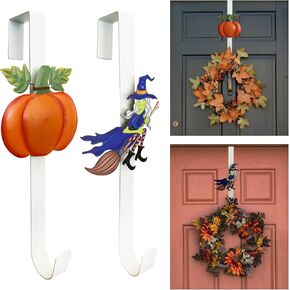 2 Pack Wreath Hanger for Front Door,Wreath Hanger，13.78IN Halloween Decoration Metal Wreath Hook ，Door Hanger for Wreath Front Door…