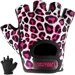 5297 Womens Design Series Leopard Print Lifting & Rowing Gloves (Pair) - Lightweight Vegan Medium Padded Microfiber Amara Leather w/Griplock Silicone