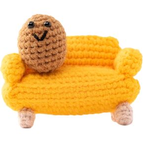 2PCS البسيطة مضحك الأزرق الكروشيه الأريكة البطاطس اليدوية الكروشيه مكتب الديكور 3 بوصة محبوكة الأريكة 2 بوصة محبوك البطاطس لطيف الصوف دمية عيد الميلاد السنة الجديدة هدايا عيد ميلاد للأصدقاء مدمن التلفزيون in Kuwait