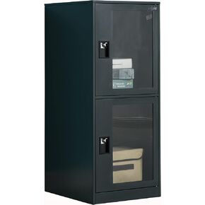 MECOLOR Vertical Single Tier Small Locker with Padlock latche 2 or 3 Compartment Storage for Employee,Home,Office,School,Kids (Dark Grey, P2V)