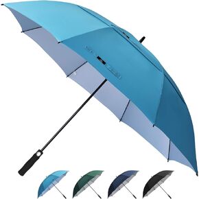 68 Inch Extra Large Golf Umbrella, Double Canopy Automatic Open Sun Rain Stick Umbrellas, Windproof Waterproof Oversized Umbrellas with UV Protection for Men, Women and Family (Black XL)