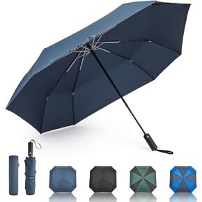 G4Free 54 Inch Large Golf Umbrella, Automatic Square 3 Folding Windproof Umbrella Compact Travel Rain Umbrellas