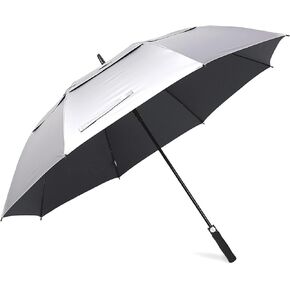 68inch Golf Umbrella UV Protection Extra Large Oversized Heavy Duty Stick Umbrellas Auto Open Double Canopy Vented Sun Rain Umbrella Windproof