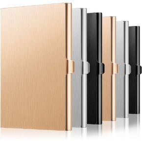 Leinuosen 6 Pieces Aluminum Business Card Holder Case Metal Name Card Credit Card Holder Pocket for Men and Women Stainless Steel Wallet Credit Card ID Case for Office(2 Black, 2 Silver, 2 Rose Gold)