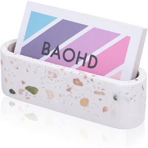 Concrete Business Card Holder for Desk, Modern Terrazzo Business Card Display, Desktop Business Card Holder Display Business Card Stand for Women & Men
