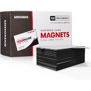 Business Card Magnets (Box of 200) | Peel and Stick Self Adhesive Magnetic Backings, 3.5 inch x 2 inch