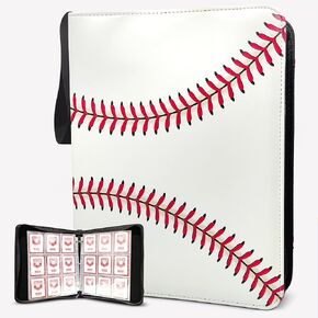 Baseball Card Binder with 900 Pockets and Hand Strap Design, Water Proof Baseball Binder, Baseball Card Holder with Sleeves and Unique Design, Baseball Card Book White Color.