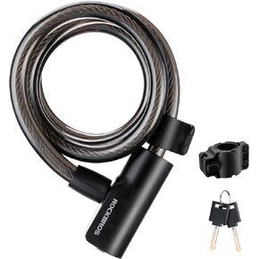 ROCKRBOS Bike Cable Lock with Keys, 2 Keys & 1 Mount Bracket, ABS Lock Shell, Cable Lock for Bike/Gate/Scooter