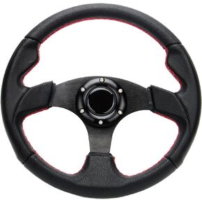 Classic Microfiber Leather Racing Steering Wheel 12.5"320mm Flat Drift Rally Race Gaming Steering Wheel with Black Stitch