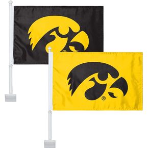 FOCO Iowa Hawkeyes NCAA 2 Pack Solid Car Flag