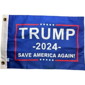 دراجة سيارة دونالد ترامب صغيرة مقاس 30.48 سم × 45.72 سم 2024 أنقذ أمريكا مرة أخرى بعلم أزرق من MAGA in Kuwait