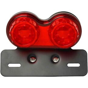Motorcycle Tail Light Integrated Running Brake Stop Light Dual Eye Turn Signals Lamp Black with License Plate Bracket for Harley Honda Yamaha Suzuki Kawasaki