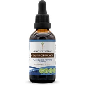 Secrets of the Tribe Ceylon Cinnamon Tincture Alcohol-Free Liquid Extract, Ceylon Cinnamon (Cinnamomum Verum) Dried Bark (2 FL OZ)