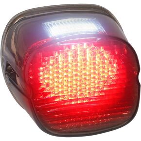 NTHREEAUTO Smoked LED Tail Light Motorcycle Rear Taillights with Brake License Plate Lights Compatible with Harley Dyna, FLST, FXSTB, FXST, Touring Models