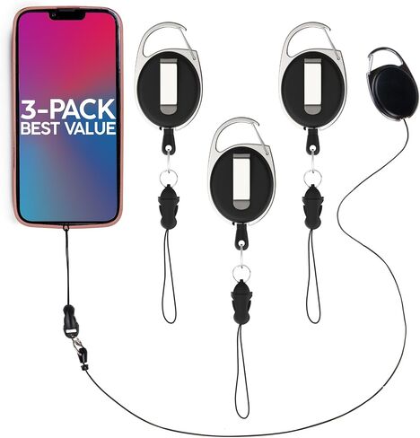 Phone Assured Retractable Phone Tether (2-Pack) – Durable Clip-on Leash for Anti-Drop & Anti-Theft Security in Saudi Arabia