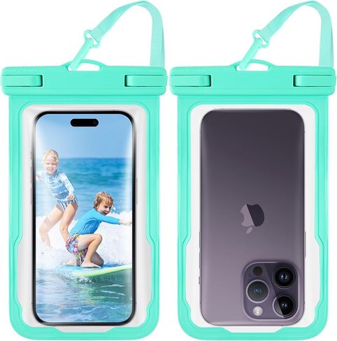 عبوتان من حقيبة الهاتف المقاومة للماء، حقيبة جافة للهاتف الخلوي IPX8، حقيبة كبيرة لحماية الهاتف لهاتف iPhone 15 14 13 Pro Max Mini Galaxy 24 حتى 7 بوصات، أساسيات للرياضات الخارجية على الشاطئ والسباحة in Kuwait