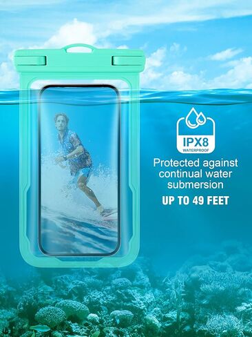 عبوتان من حقيبة الهاتف المقاومة للماء، حقيبة جافة للهاتف الخلوي IPX8، حقيبة كبيرة لحماية الهاتف لهاتف iPhone 15 14 13 Pro Max Mini Galaxy 24 حتى 7 بوصات، أساسيات للرياضات الخارجية على الشاطئ والسباحة in Kuwait