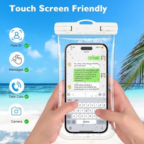 قطعتان من جراب الهاتف المقاوم للماء، حافظة هاتف شفافة مقاومة للماء لهاتف iPhone 15 Pro Max 14 13 12 11 Plus Samsung حتى 6.9 بوصة، حقيبة جافة للهاتف المحمول مقاومة للماء IPX8 للغطس في حمام السباحة والشاطئ in Saudi Arabia
