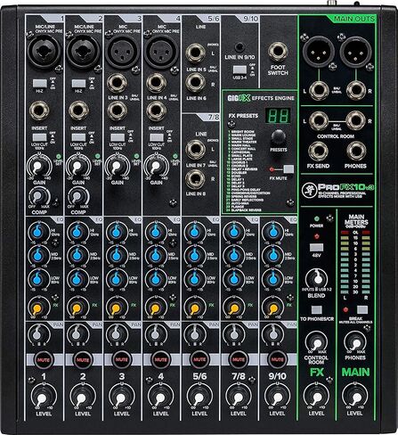 Mackie ProFX10v3 10-Channel Mixer with Built-in Effects and USB + Pro Headphone with Pair of EMB XLR Cable and Gravity Magnet Phone Holder Bundle, TH02 (2)+M in Kuwait