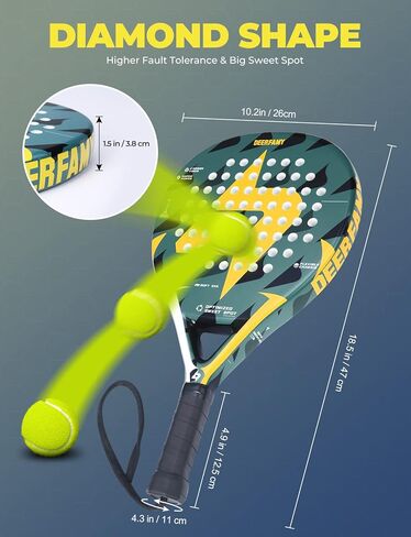مضرب DEERFAMY Padel بسطح من ألياف الكربون مع مضارب تنس من مادة EVA ذات رغوة مرنة وخفيفة الوزن in Kuwait