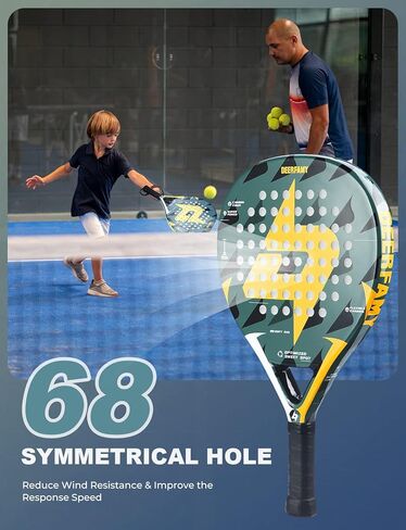مضرب DEERFAMY Padel بسطح من ألياف الكربون مع مضارب تنس من مادة EVA ذات رغوة مرنة وخفيفة الوزن in Kuwait