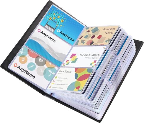 كتاب منظم بطاقات العمل 300 من Pimoys، كتاب حامل بطاقات الائتمان المقاوم للماء من البولي يوريثان، حامل بطاقات الاسم الأسود المحمول، منظم بطاقات الهدايا للرجال والنساء، تخزين ملفات مجلد بطاقات الأعمال in Kuwait