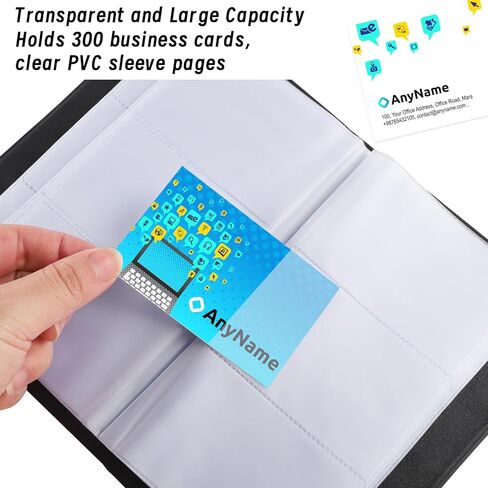 كتاب منظم بطاقات العمل 300 من Pimoys، كتاب حامل بطاقات الائتمان المقاوم للماء من البولي يوريثان، حامل بطاقات الاسم الأسود المحمول، منظم بطاقات الهدايا للرجال والنساء، تخزين ملفات مجلد بطاقات الأعمال in Kuwait