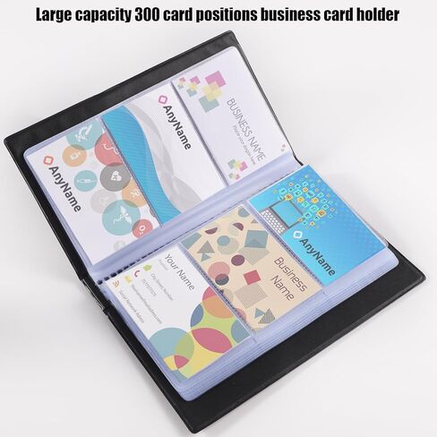 كتاب منظم بطاقات العمل 300 من Pimoys، كتاب حامل بطاقات الائتمان المقاوم للماء من البولي يوريثان، حامل بطاقات الاسم الأسود المحمول، منظم بطاقات الهدايا للرجال والنساء، تخزين ملفات مجلد بطاقات الأعمال in Kuwait