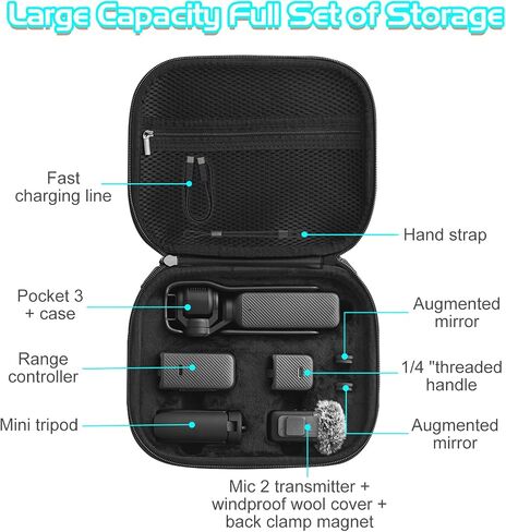 حافظة O'woda Osmo Pocket 3، حقيبة حماية محمولة للتخزين من البولي يوريثان، صندوق سفر لملحقات DJI Osmo Pocket 3 Creator Combo in Saudi Arabia