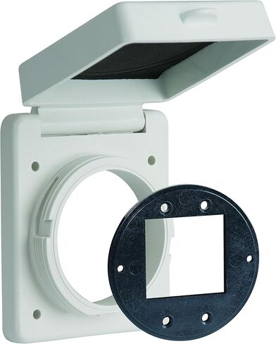 مدخل Marinco 301EL-B.W/L، 30A 125V، مربع، أبيض، مع ملصق، OEM in Kuwait