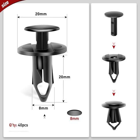 Nilight 200PCS Car Retainer Clips 6mm 7mm 8mm 9mm 10mm Expansion Screws Replacement Kit Bumper Push Rivet Clips for GM Ford Toyota Honda Chrysler Nissan,2 Years Warranty in Saudi Arabia