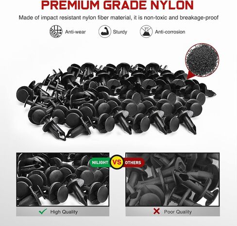 Nilight 200PCS Car Retainer Clips 6mm 7mm 8mm 9mm 10mm Expansion Screws Replacement Kit Bumper Push Rivet Clips for GM Ford Toyota Honda Chrysler Nissan,2 Years Warranty in Saudi Arabia