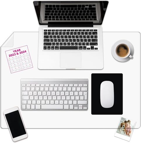 Preboun 2 Pcs Clear Writing Desk Pad, Non Slip Waterproof Heat Resistant 1.8 mm PVC Round Edge Durable Desk Cover Mat on Top of Desks Protector Anti Static Writing Mat for Office Home (24x17 in) in Saudi Arabia