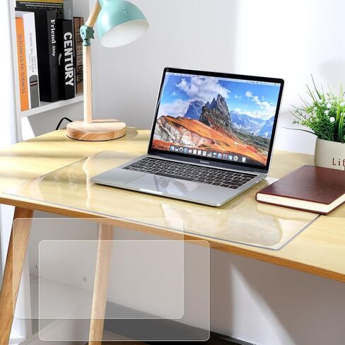 Preboun 2 Pcs Clear Writing Desk Pad, Non Slip Waterproof Heat Resistant 1.8 mm PVC Round Edge Durable Desk Cover Mat on Top of Desks Protector Anti Static Writing Mat for Office Home (24x17 in) in Saudi Arabia
