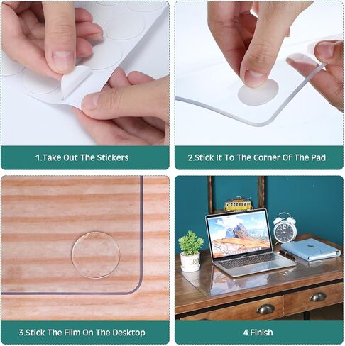 Preboun 2 Pcs Clear Writing Desk Pad, Non Slip Waterproof Heat Resistant 1.8 mm PVC Round Edge Durable Desk Cover Mat on Top of Desks Protector Anti Static Writing Mat for Office Home (24x17 in) in Saudi Arabia