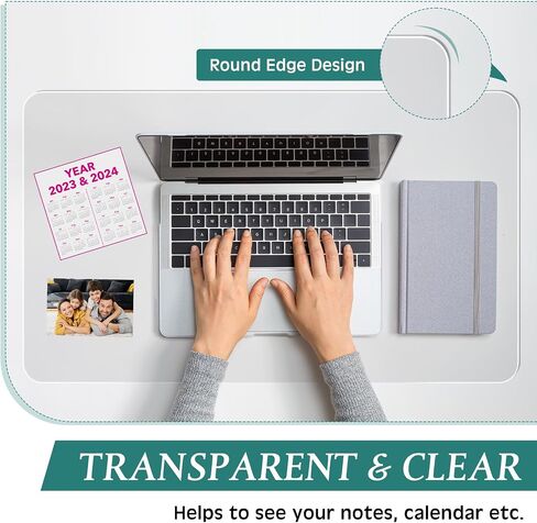 Preboun 2 Pcs Clear Writing Desk Pad, Non Slip Waterproof Heat Resistant 1.8 mm PVC Round Edge Durable Desk Cover Mat on Top of Desks Protector Anti Static Writing Mat for Office Home (24x17 in) in Saudi Arabia