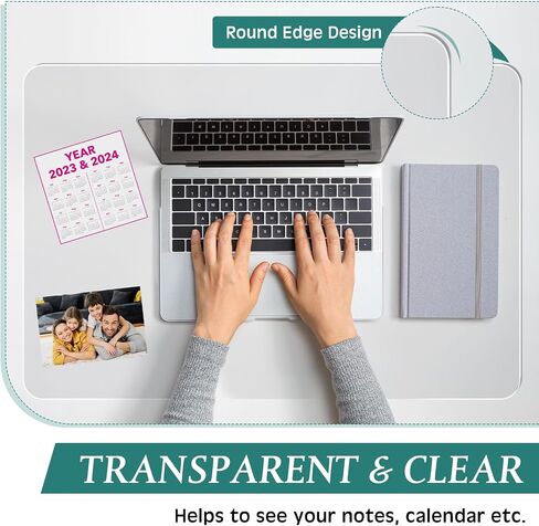 Preboun 2 Pcs Clear Writing Desk Pad, Non Slip Waterproof Heat Resistant 1.8 mm PVC Round Edge Durable Desk Cover Mat on Top of Desks Protector Anti Static Writing Mat for Office Home (24x17 in) in Saudi Arabia