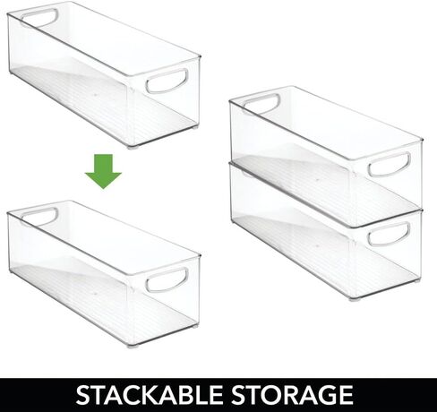 mDesign Plastic Home Storage Bin Organizer with Handles - Perfect Organization Tool for Essential Items and Gear in Cabinet, Closet, and Pantry - Home Storage Bins - Ligne Collection - 8 Pack - White in Kuwait