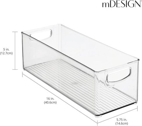 mDesign Plastic Home Storage Bin Organizer with Handles - Perfect Organization Tool for Essential Items and Gear in Cabinet, Closet, and Pantry - Home Storage Bins - Ligne Collection - 8 Pack - White in Kuwait
