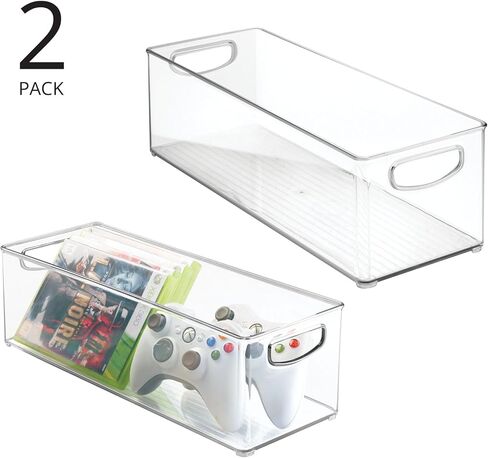 mDesign Plastic Home Storage Bin Organizer with Handles - Perfect Organization Tool for Essential Items and Gear in Cabinet, Closet, and Pantry - Home Storage Bins - Ligne Collection - 8 Pack - White in Kuwait