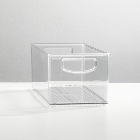 mDesign Plastic Home Storage Bin Organizer with Handles - Perfect Organization Tool for Essential Items and Gear in Cabinet, Closet, and Pantry - Home Storage Bins - Ligne Collection - 8 Pack - White in Kuwait