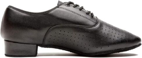 حذاء رقص جلدي لاتيني مسامي برباط للرجال السالسا، التانجو، قاعة الرقص، الفالس الفييني (7.5 D(M) US) أسود in Kuwait