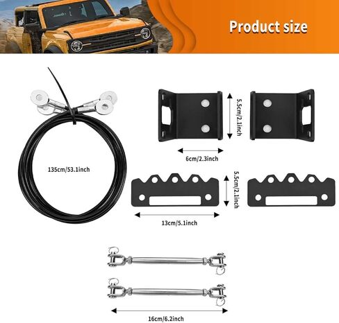 مجموعة رافعات الأطراف القابلة للتعديل من خلال حبل حماية الغابة لإزالة العوائق، غطاء المحرك الواقي لفروع الخط الفرعي ملحقات دعامة لسيارة Ford Bronco Offroad 2/4 Door 2021 2022 2023 in Kuwait